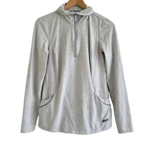 Roots Active quarter zip kangaroo pocket top grey medium